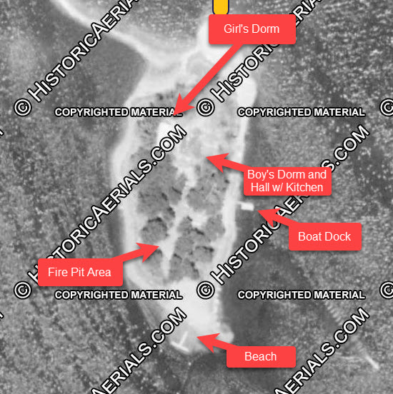Youth Island (Hubbells Island) - Aerial Photo With Callouts (newer photo)